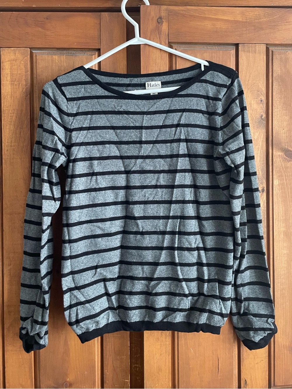 Hatley Gray and Black Striped Crewneck Sweater